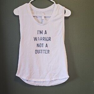 Fabletics Top White Sleeveless Graphic Tank Muscle Size XS